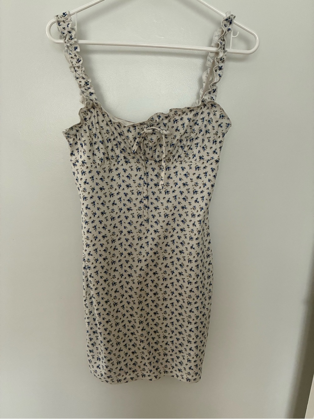 SHEIN Cream Mini Dress with Navy Floral Print
